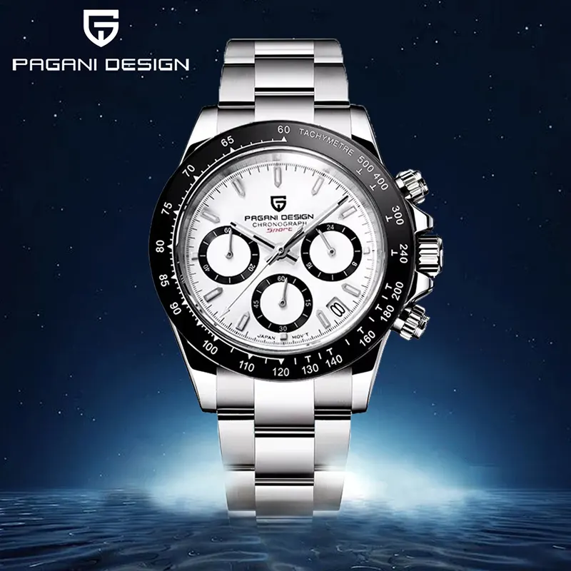 Pagani Design Daytona White Dial Sporty Men's Watch - PD-1644